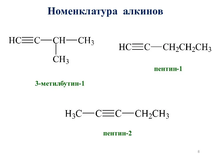 3-метилбутин-1 пентин-1 пентин-2 Номенклатура алкинов