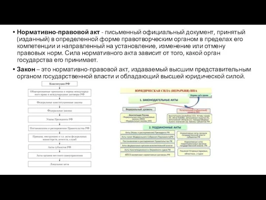 Нормативно-правовой акт - письменный официальный документ, принятый (изданный) в определенной форме правотворческим