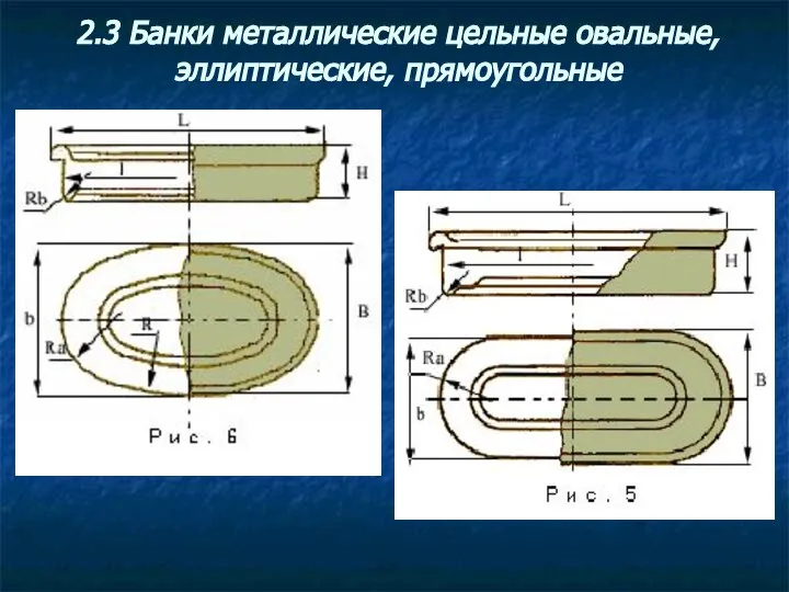 2.3 Банки металлические цельные овальные, эллиптические, прямоугольные