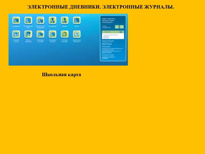 ЭЛЕКТРОННЫЕ ДНЕВНИКИ. ЭЛЕКТРОННЫЕ ЖУРНАЛЫ. Школьная карта