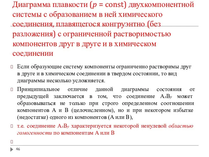 Диаграмма плавкости (p = const) двухкомпонентной системы с образованием в ней химического