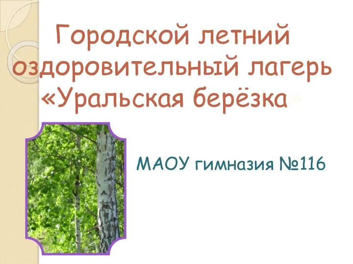 Городской летний оздоровительный лагерь «Уральская берёзка» МАОУ гимназия №116