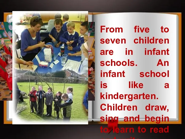From five to seven children are in infant schools. An infant school