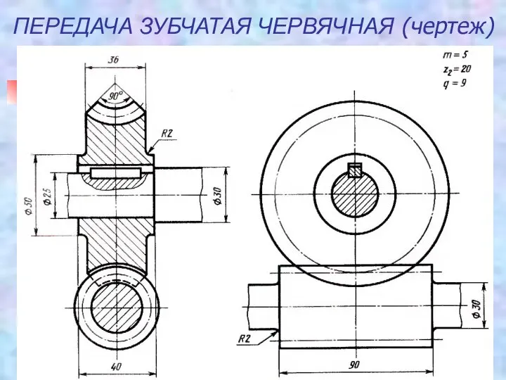 ПЕРЕДАЧА ЗУБЧАТАЯ ЧЕРВЯЧНАЯ (чертеж)