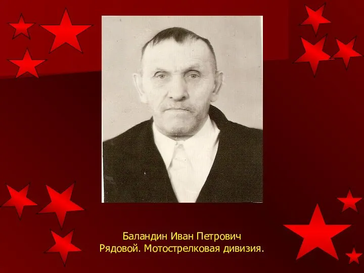 Баландин Иван Петрович Рядовой. Мотострелковая дивизия.