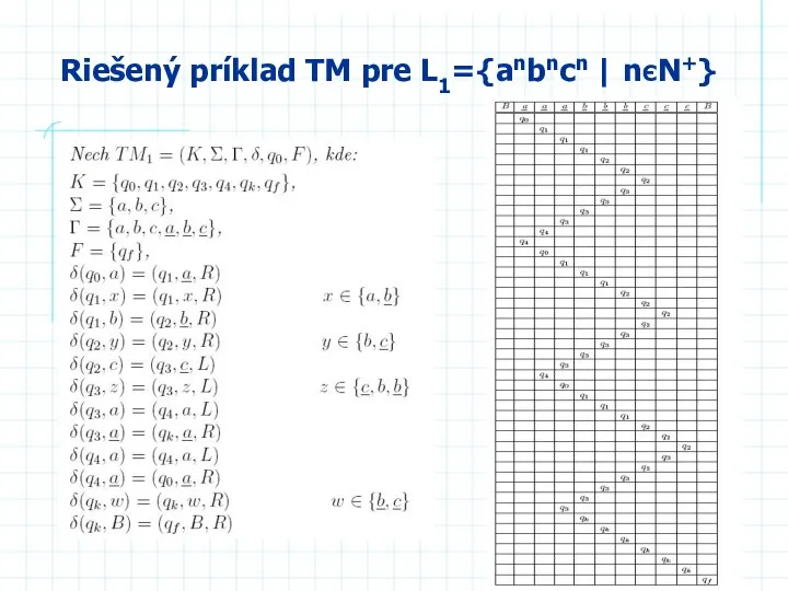 Riešený príklad TM pre L1={anbncn | nЄN+}