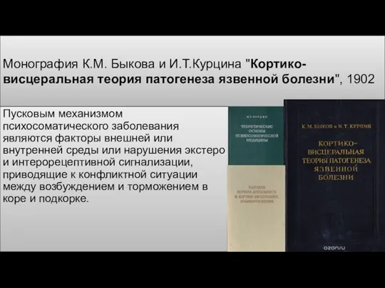 Монография К.М. Быкова и И.Т.Курцина "Кортико-висцеральная теория патогенеза язвенной болезни", 1902 Пусковым