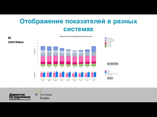 Отображение показателей в разных системах BI системы: