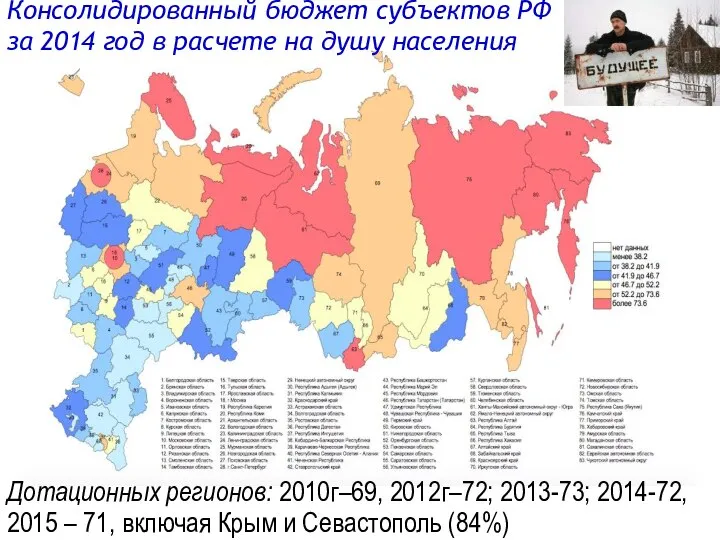 Консолидированный бюджет субъектов РФ за 2014 год в расчете на душу населения