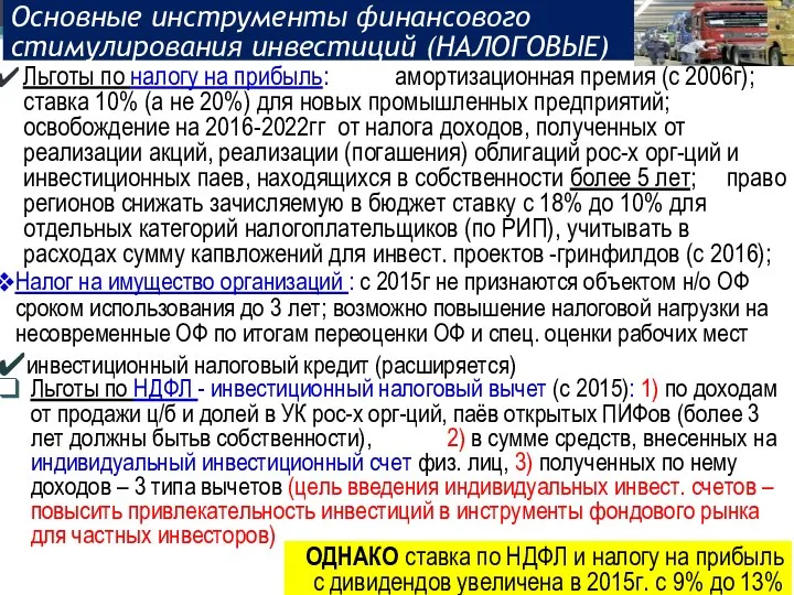 Льготы по налогу на прибыль: амортизационная премия (с 2006г); ставка 10% (а