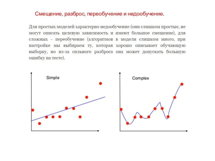 Смещение, разброс, переобучение и недообучение.