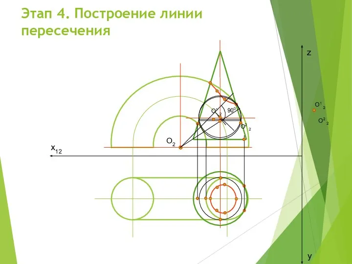 Этап 4. Построение линии пересечения О2 2