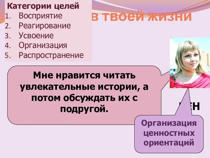 ЛЕНА Мне нравится читать увлекательные истории, а потом обсуждать их с подругой.