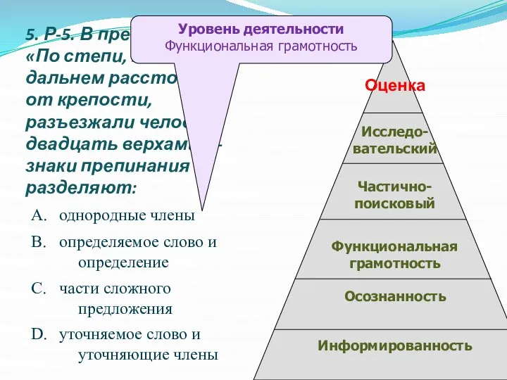 5. Р-5. В предложении «По степи, не в дальнем расстоянии от крепости,