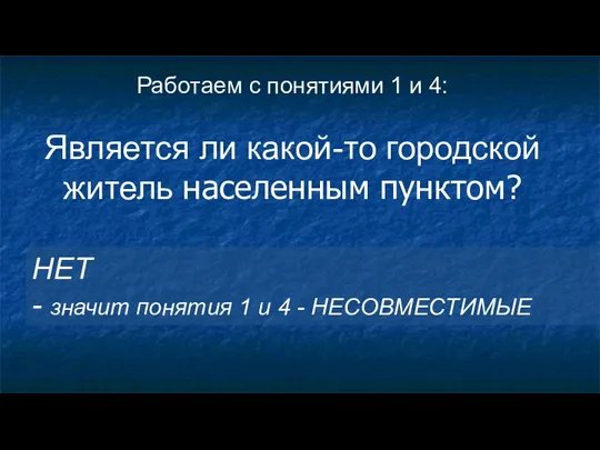 Работаем с понятиями 1 и 4: Является ли какой-то городской житель населенным