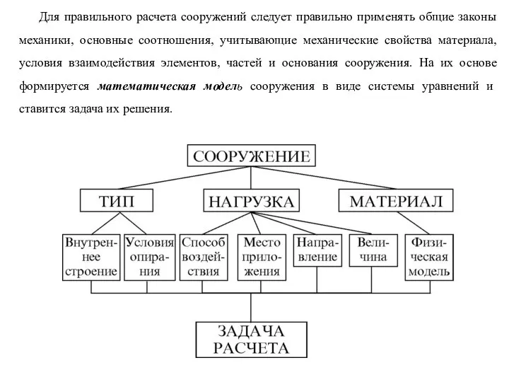 Для правильного расчета сооружений следует правильно применять общие законы механики, основные соотношения,