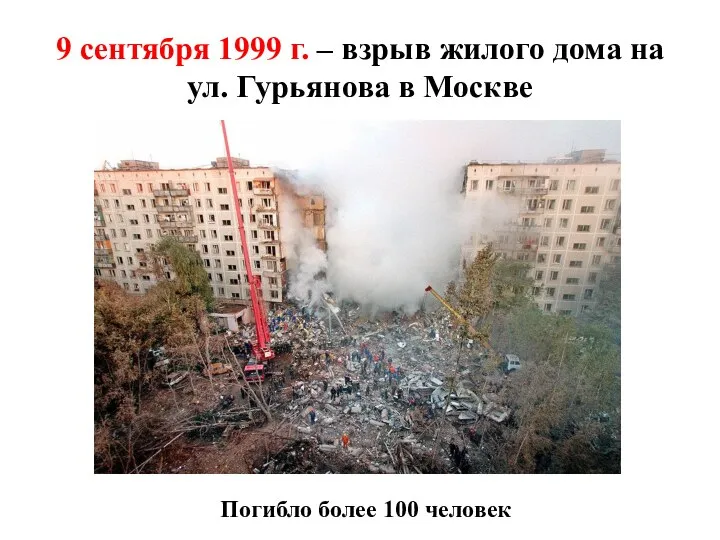 9 сентября 1999 г. – взрыв жилого дома на ул. Гурьянова в