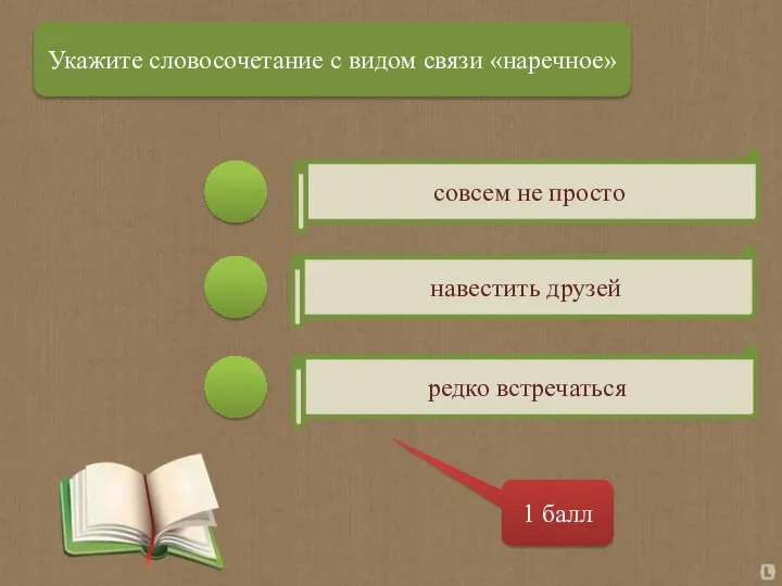 редко встречаться навестить друзей совсем не просто 1 балл Укажите словосочетание с видом связи «наречное»