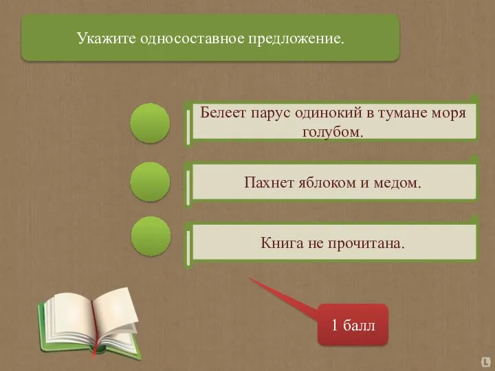 Белеет парус одинокий в тумане моря голубом. Книга не прочитана. Пахнет яблоком