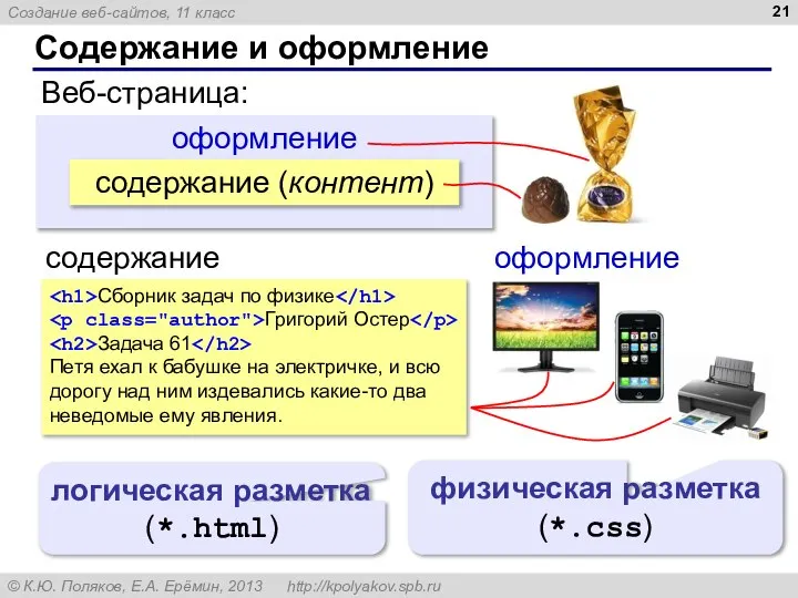 оформление Содержание и оформление содержание (контент) Веб-страница: содержание оформление Сборник задач по