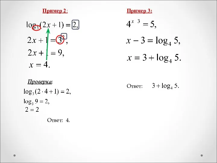 Проверка: Ответ: 4. Пример 3: Ответ: Пример 2: