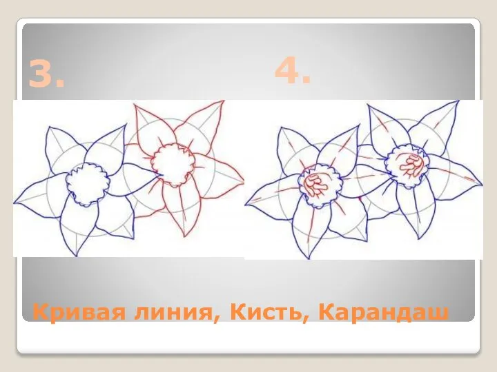 Кривая линия, Кисть, Карандаш 3. 4.