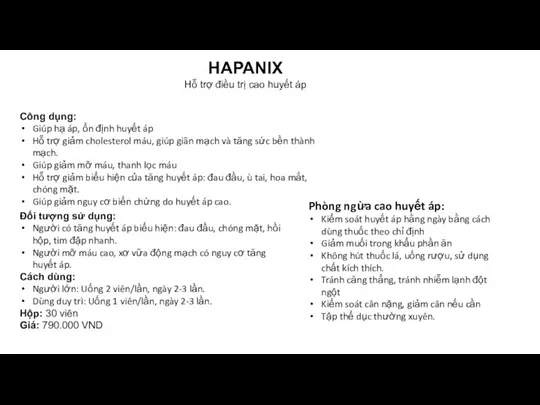 Công dụng: Giúp hạ áp, ổn định huyết áp Hỗ trợ giảm