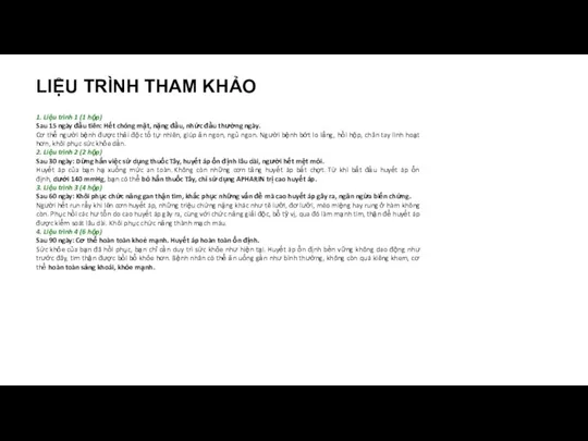 LIỆU TRÌNH THAM KHẢO 1. Liệu trình 1 (1 hộp) Sau 15