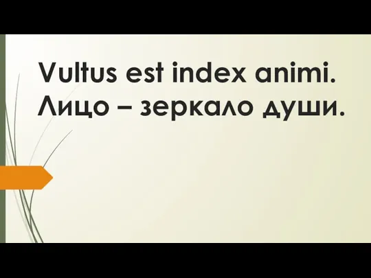 Vultus est index animi. Лицо – зеркало души.