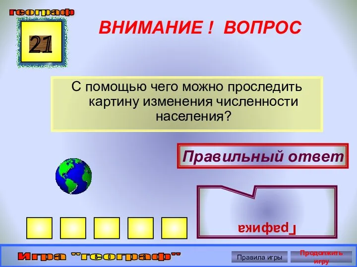 ВНИМАНИЕ ! ВОПРОС С помощью чего можно проследить картину изменения численности населения?