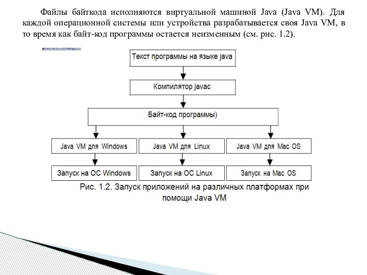 Файлы байткода исполняются виртуальной машиной Java (Java VM). Для каждой операционной системы