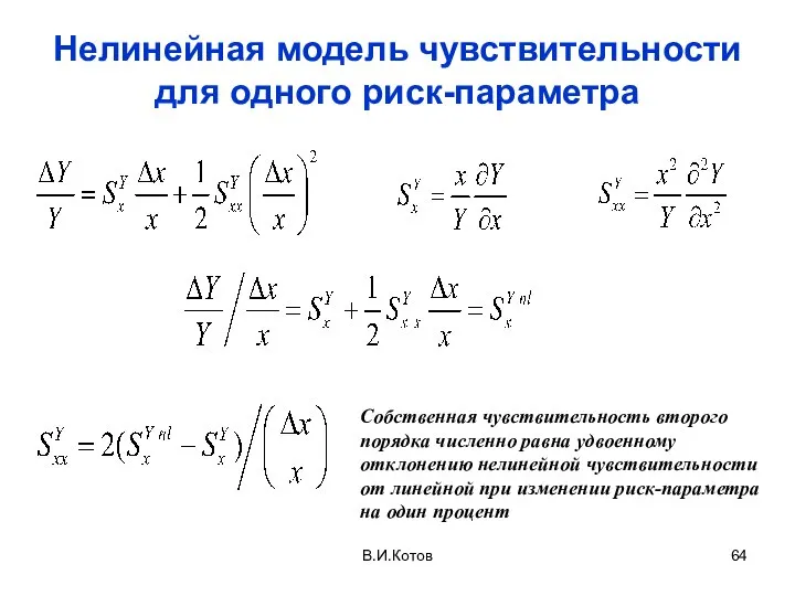 В.И.Котов Нелинейная модель чувствительности для одного риск-параметра