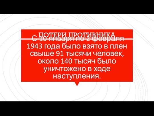 С 10 января по 2 февраля 1943 года было взято в плен