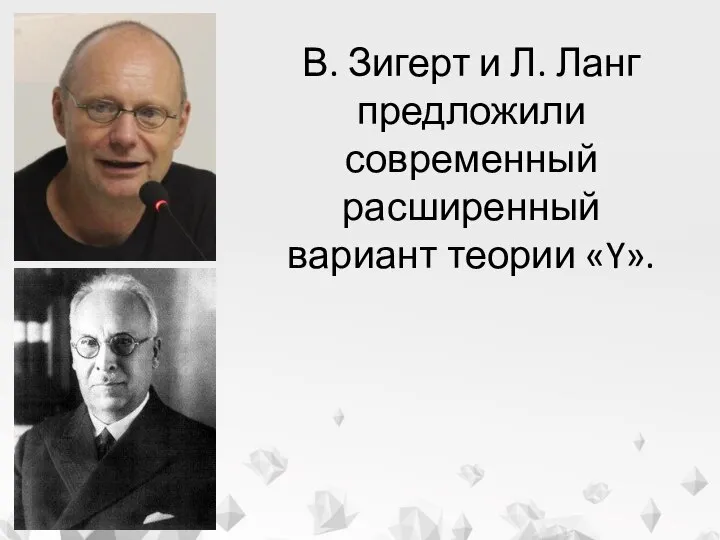 В. Зигерт и Л. Ланг предложили современный расширенный вариант теории «Y».