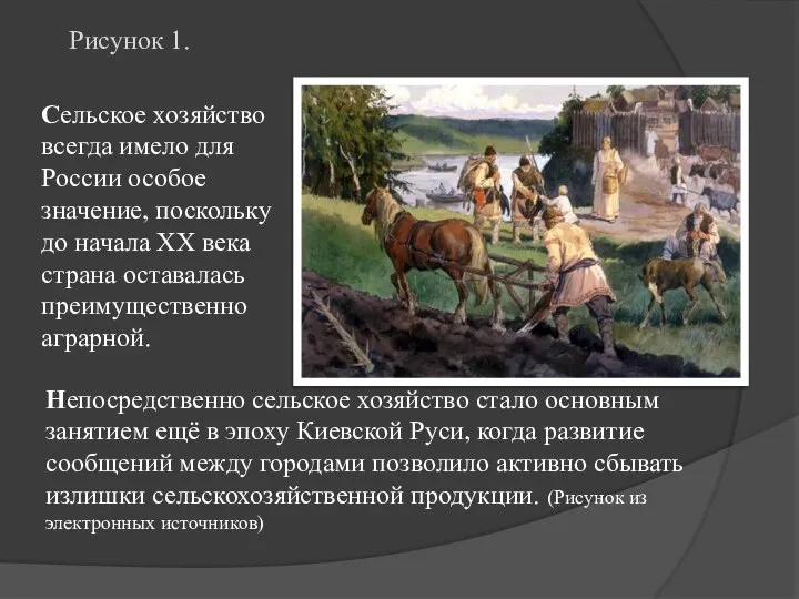 Рисунок 1. Сельское хозяйство всегда имело для России особое значение, поскольку до