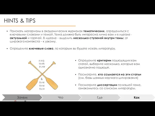 HINTS & TIPS Определите критерии подходящих вам статей, выберите несколько, которые вам