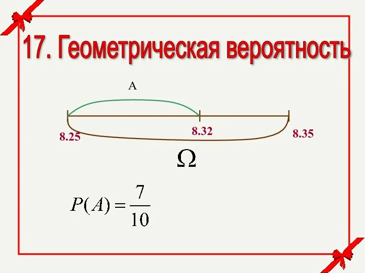 17. Геометрическая вероятность 8.25 8.35 8.32 A