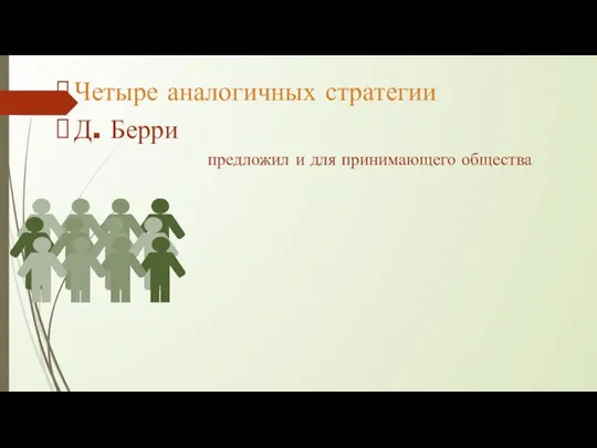 Четыре аналогичных стратегии Д. Берри предложил и для принимающего общества