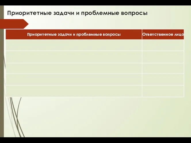 Приоритетные задачи и проблемные вопросы