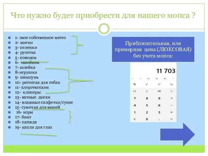 Что нужно будет приобрести для нашего мопса ? 1- свое собственное место