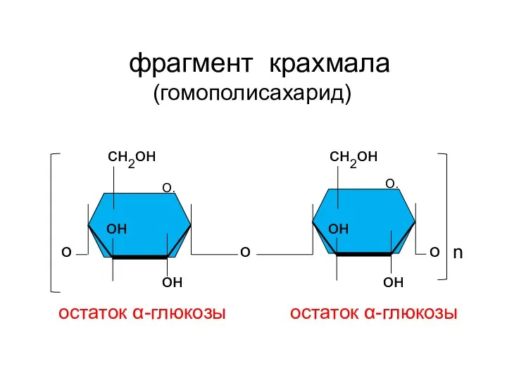 сн2он сн2он он он о о о он он n фрагмент крахмала