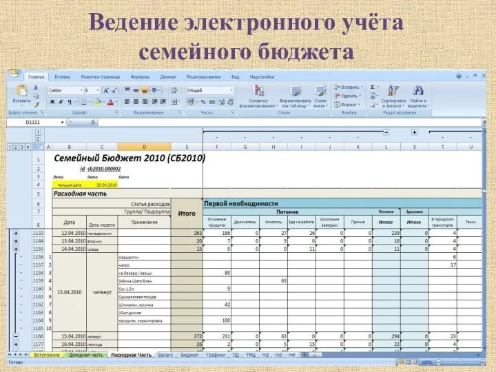 Ведение электронного учёта семейного бюджета