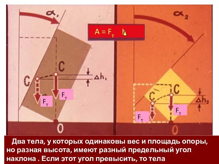 Fт Fт Fт Fт Fт Два тела, у которых одинаковы вес и