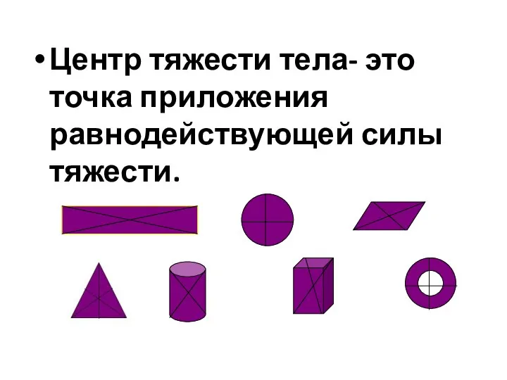 Центр тяжести тела- это точка приложения равнодействующей силы тяжести. Найти центр тяжести данных фигур.