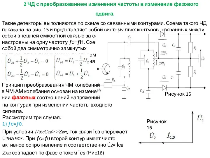 2 ЧД с преобразованием изменения частоты в изме­нение фазового сдвига. Такие детекторы