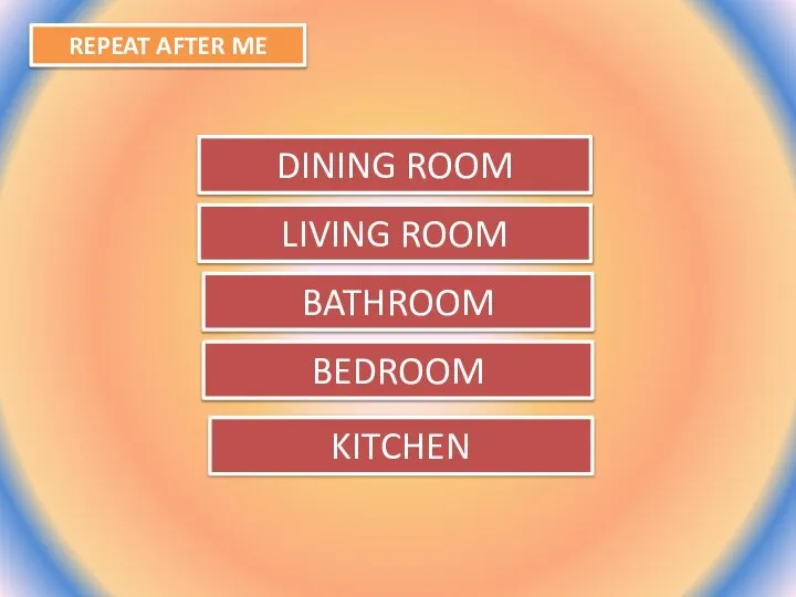 REPEAT AFTER ME BATHROOM BEDROOM DINING ROOM LIVING ROOM KITCHEN