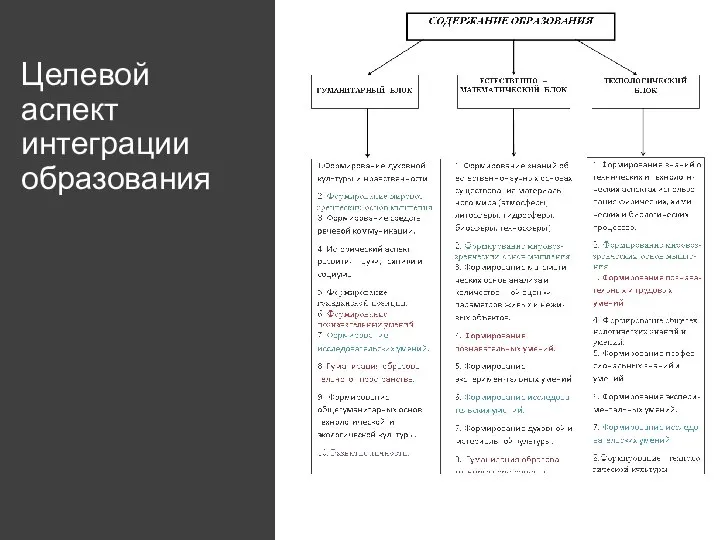 Целевой аспект интеграции образования