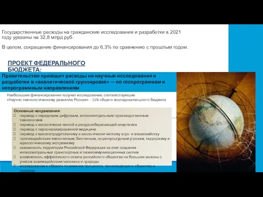 Государственные расходы на гражданские исследования и разработки в 2021 году урезаны на