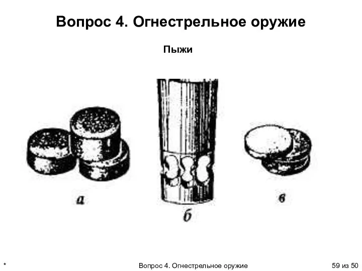 * Вопрос 4. Огнестрельное оружие из 50 Вопрос 4. Огнестрельное оружие Пыжи