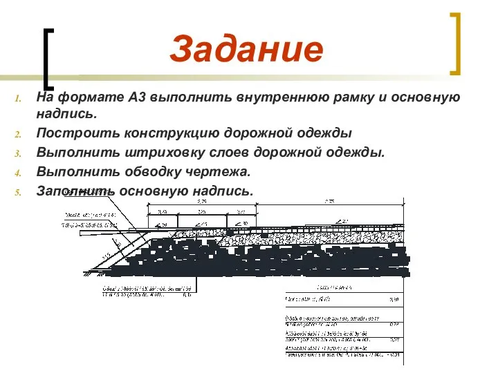 Задание На формате А3 выполнить внутреннюю рамку и основную надпись. Построить конструкцию